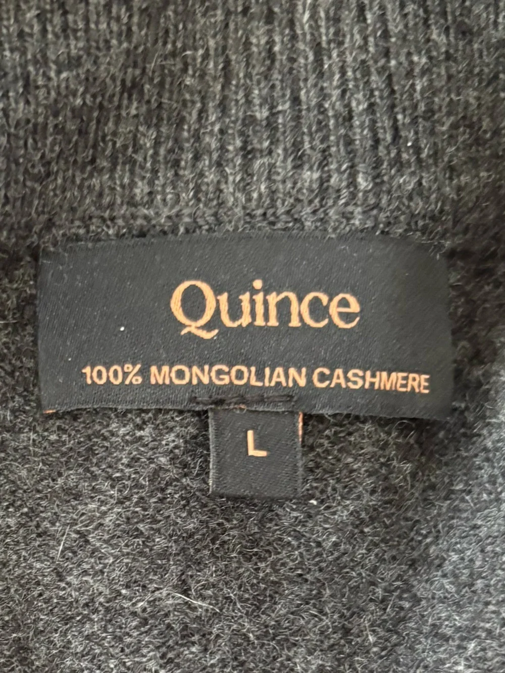Quince Mongolian Cashmere Quarter Zip Sweater In Charcoal Size Large